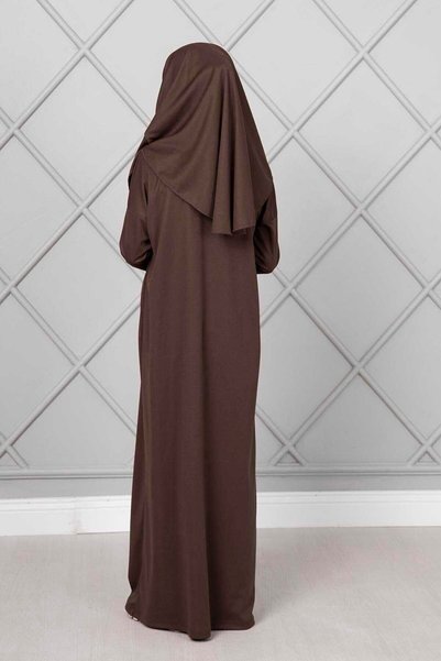 EBRUTESETTÜR Hijab Children's Prayer Dress Brown