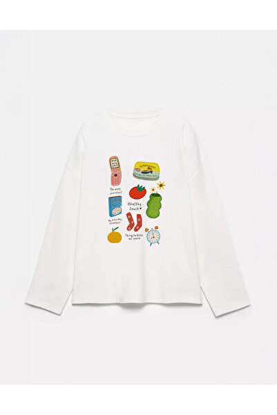 Disante 100% βαμβάκι Oversize Fit Το πιο βασικό μπλουζάκι με στάμπα - μακρυμά...