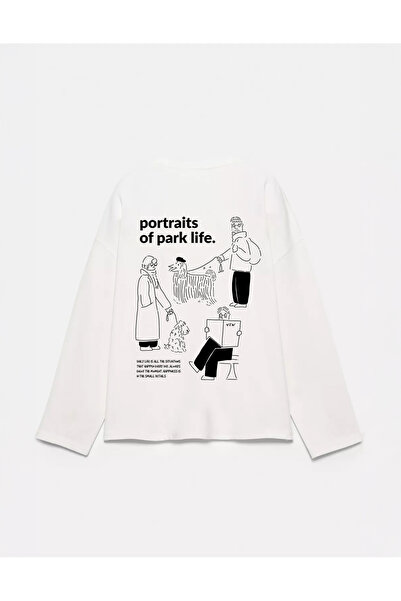 Disante 100% βαμβάκι Oversize Fit Park Life Printed - Μακρυμάνικο μπλουζάκι μ...