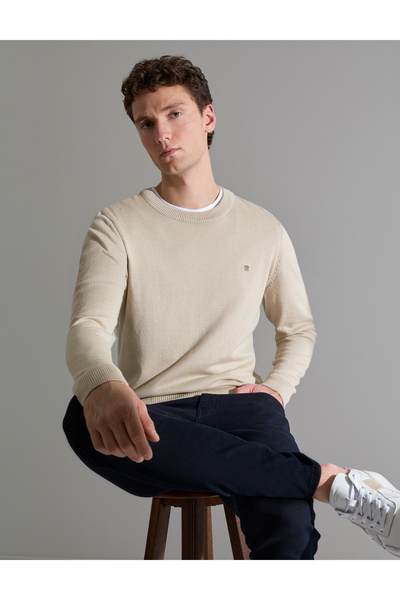 Pierre Cardin Kum Melange Slim Fit Crew Neck Basic Knitwear Sweater 50314192-...