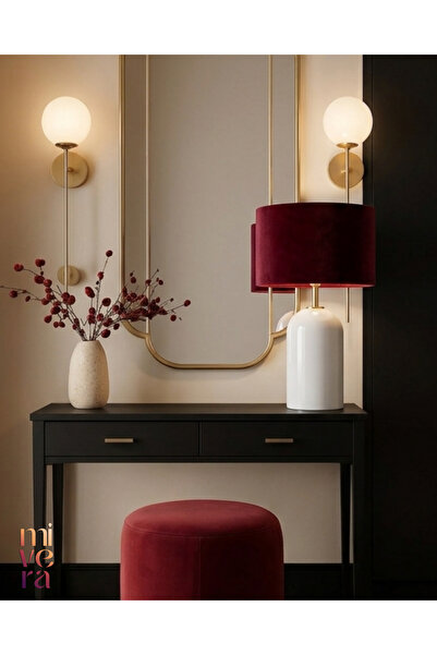 Mivera Maison Bordo Kadife Abajur Başlığı (25x20cm)