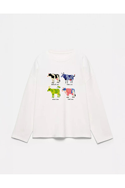 Disante 100% bumbac, cu potrivire oversize, cu imprimeu Cow Collection - Tric...