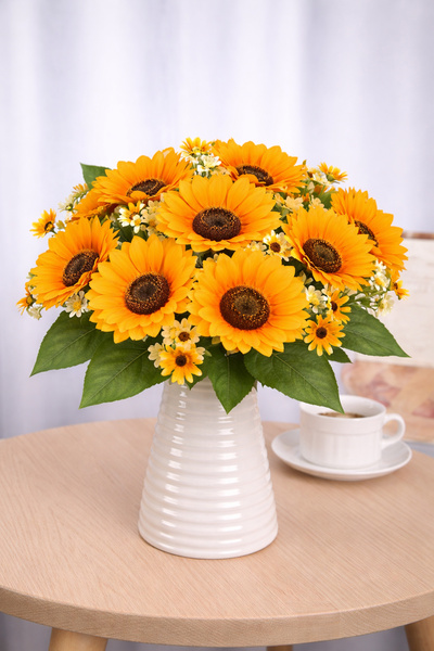 ALSHOP Yapay Ayçiçeği Demeti Dolu Dolu Aranjmanlı 7 Dallı 42 Cm 1.Kalite Turu...