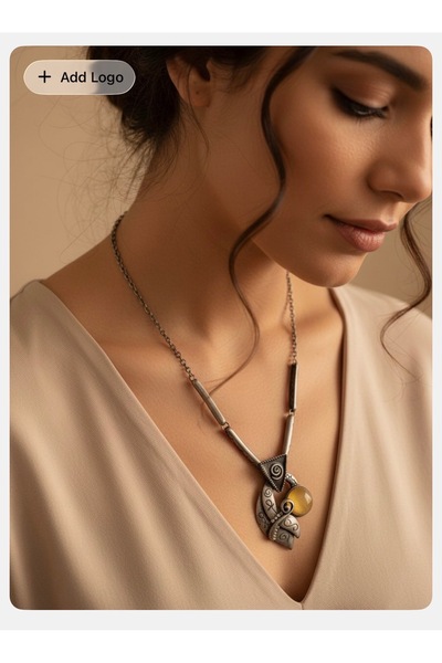 ELUNE İSTANBUL & Milano Leaf Motif Crystal Stone Women's Necklace Earring Set