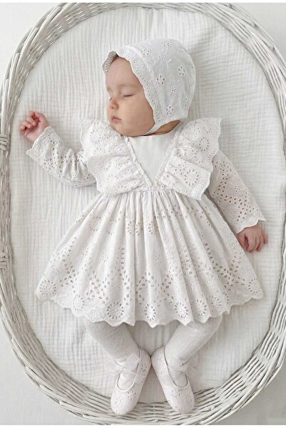 Baharda Nova طقم فستان ميفلوت مكون من 4 قطع للفتيات الصغيرات مزين بالدانتيل