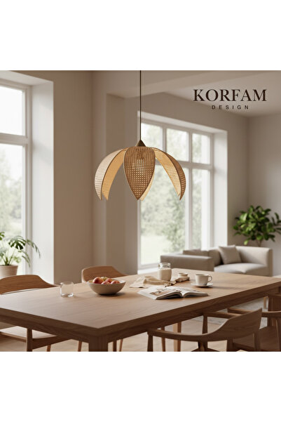 KorFam Krem Modern Hazeran Görünümlü Yapraklı Çiçek Şeklinde Bohem Avize