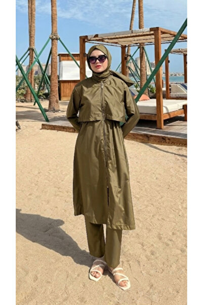 lurex moda Parachute Fabric Long Hijab Swimsuit