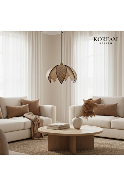 KorFam Kahverengi & Krem Modern Hazeran Görünümlü Çift Yapraklı Çiçek Şeklind...