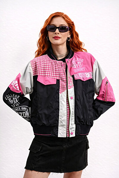 İLKCET MODA Jachetă Bomber Color Block pentru damă