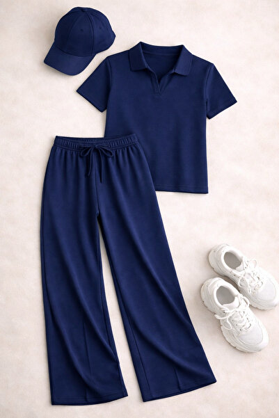 Gameyal Γυναικείο Σετ Παντελόνι T-Shirt με διπλή τσέπη Modal Fabric Polo Neck