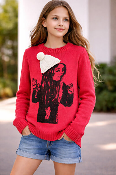 Bulut Anne ve Çocuk Young Children's Sweater Tunic Long Sweater Girls' Colorf...