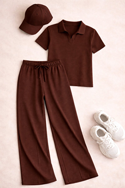 Gameyal Γυναικείο Σετ Παντελόνι T-Shirt με διπλή τσέπη Modal Fabric Polo Neck