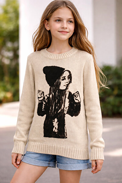 Bulut Anne ve Çocuk Young Children's Sweater Tunic Long Sweater Girls' Colorf...