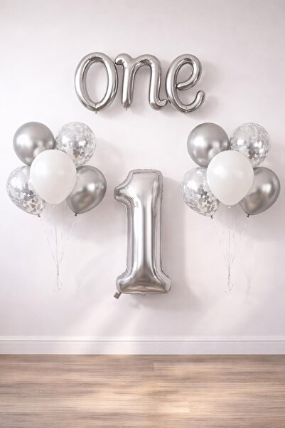 Patladı Gitti مجموعة عيد ميلاد فضية لعمر سنة واحدة