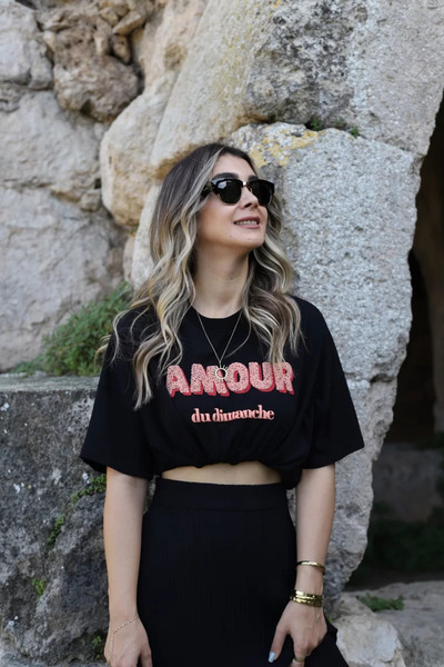bytugcekaya Tricou Amour Written Black Dimensiune Standard