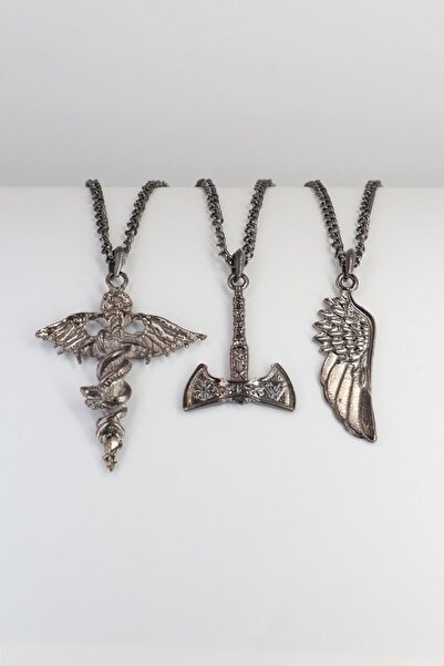 Dukkanka 3'lü Kurt, Yarasa Kılıç, Witcher Erkek Kolye Seti