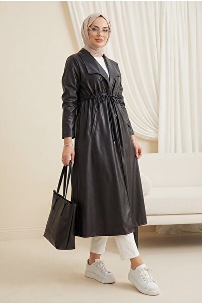 HİJABAYA Δερμάτινο καπάκι με διπλές τσέπες και κορδόνια σε σχήμα τούνελ