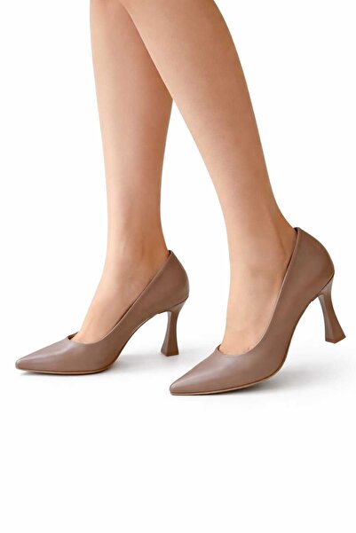 oktay kundura حذاء نسائي مصنوع من الجلد الأصلي بنسبة 100% باللون الأسود بكعب ...