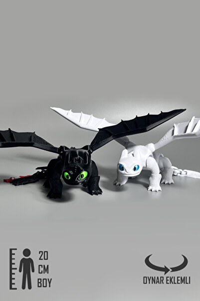 YAGLİZ Dişsiz & Işığın Öfkesi 2’li Ejderha Figürü 20 CM – Tüm Eklemleri Harek...