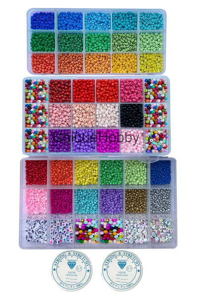 uniquehobby مجموعة تصميم المجوهرات المكونة من 3 صناديق - مجسمات من الخرز الرم...