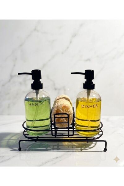 Mayaglory Lüx Metal Standlı İkili Cam Sabunluk - Standlı Mutfak Sıvı Sabunluk...