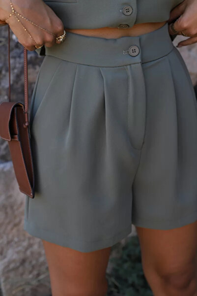 bytugcekaya Yeşil İki Pileli Şort