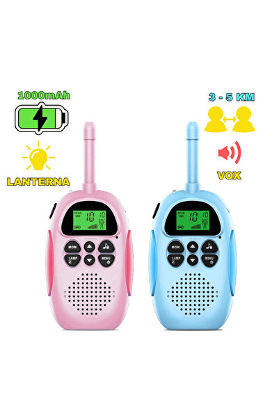 CLAUSTEEL Set de 2 stații walkie-talkie, baterie 1000mAh, încărcare USB, rază...