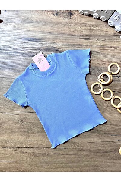 Babyelisco Kız çocuk pamuklu kaşkorse kısa kollu body Mavi 1-12 yaş