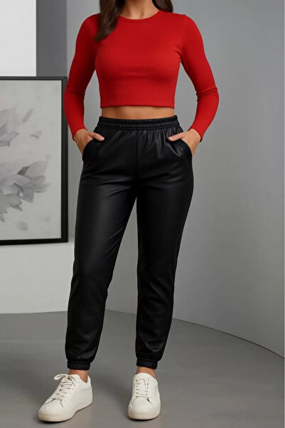 Kanonik Education Γυναικείο δερμάτινο κολάν με ελαστική τσέπη στα πόδια