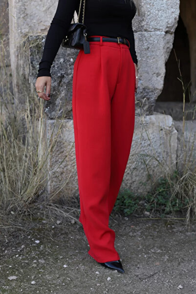 bytugcekaya Red back pocket detail palazzo