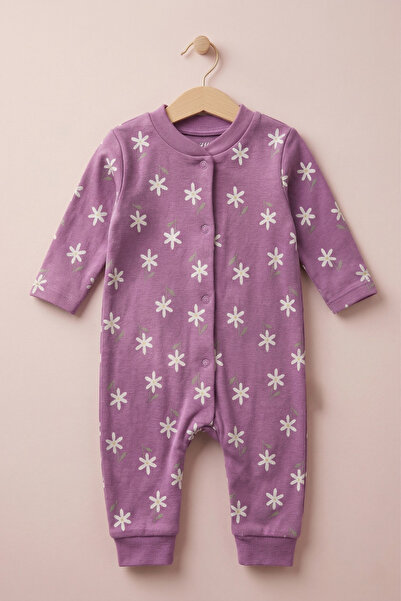 zumino Çiçek Desenli Kız Bebek Tulum