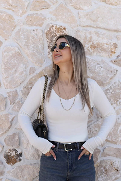 bytugcekaya Εκρού Πουλόβερ Τυπικού Μεγέθους με λαιμόκοψη V από Κασμίρ, Εξαιρε...