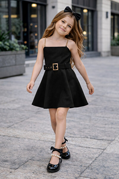 KOKOŞ BEBEK Φόρεμα με λουράκι αλυσίδας, ζώνη και κορώνα