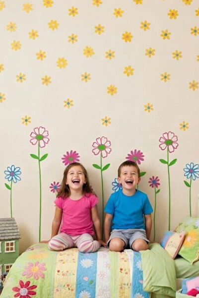 KT Decor Colorful Flowers XL Children's Room Wall Sticker Set