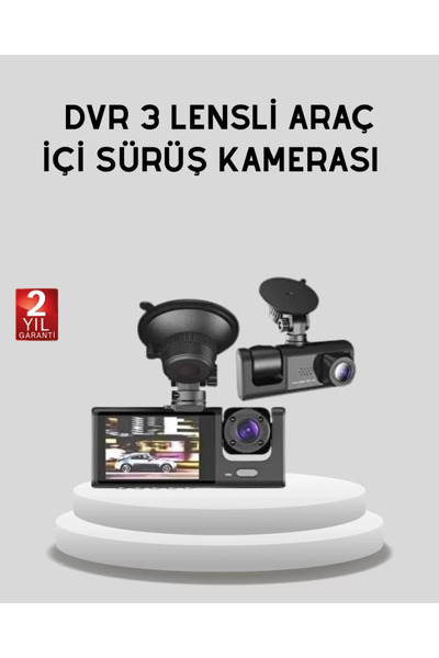 Epilons Cameră auto Full HD cu trei camere 170 °   Unghi larg și P cu suport ...