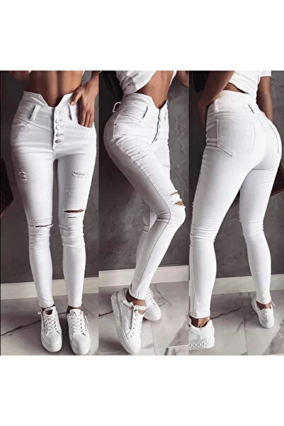 Kanonik Education Τζιν με 5 κουμπιά V Λεπτομέρεια μέσης σκισμένο