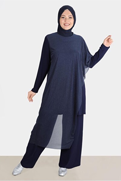 Alvina SİMLİ TÜLLÜ ABİYE İKİLİ PANT. TAKIM 50239