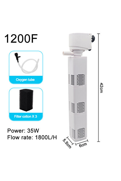 Choice1 مضخة فلتر حوض السمك 1200F غاطسة لحوض السمك مزودة بمهوية أكسجين هواء ص...