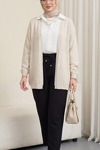 Modamorfo Araboy Openwork Knitwear Cardigan -Stone