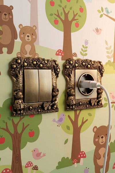 Evene Priz Süsü Dekoratif Priz Çerçevesi Anahtar Çerçevesi Altın Eskitme Renk...