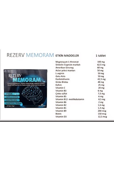 Ars Pharma Rezerv Memoram 30 Tablet