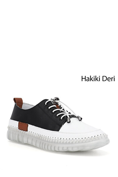 GÖNDERİ(R) Women's Black Lace-Up Genuine Leather Sneaker