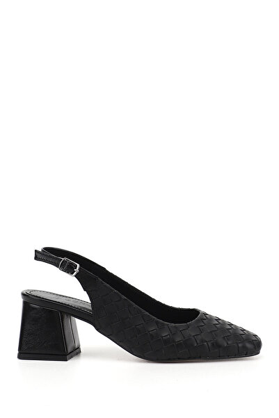 GÖNDERİ(R) Women's Black Medium Thick Heeled Slingback Shoes