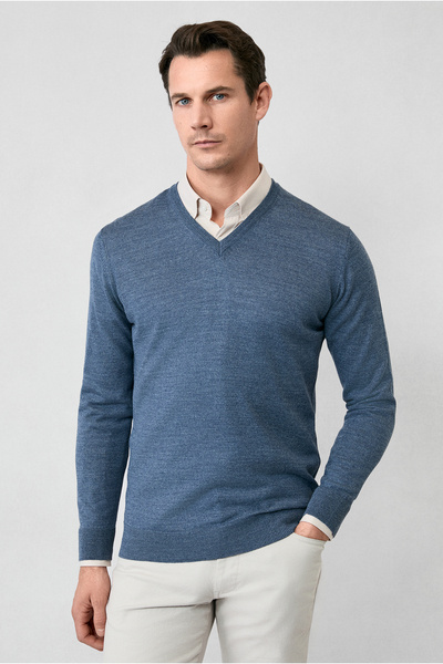 Kiğılı V-Neck Regular Fit Warm Wool Knitwear Sweater