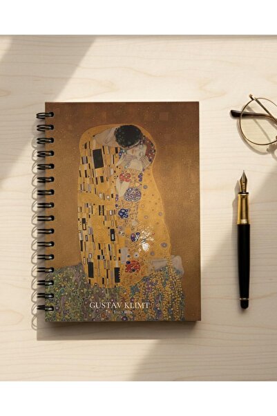 Be Online مجموعة فنية غوستاف كليمت دفتر ملاحظات حلزوني بتصميم 'القبلة' - غلاف...