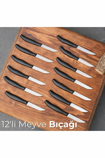 ARVALE Tujo 12 Adet Meyve Bıçağı Lüx - Siyah Renk Paslanmaz Çelik