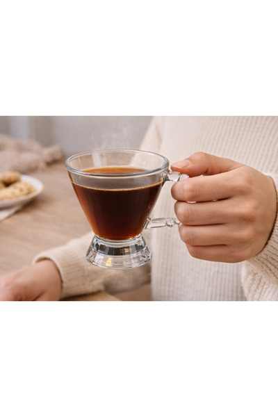 ARVALE طقم أكواب قهوة زجاجية عتيقة بمقبض خرز، 3 قطع - للشاي والقهوة التركية