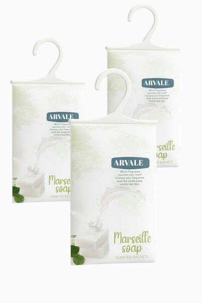 ARVALE 3 Adet Marseille Sabun Kokulu Dolap ve Oda Kokusu Askısı
