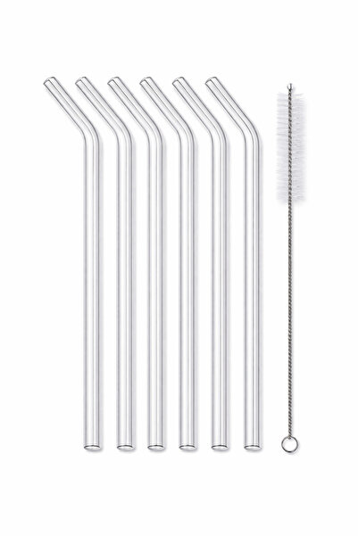 ARVALE 6 Adet Eğimli Cam Pipet ve 1 Adet Pratik Bükülebilir Pipet Temizleme F...
