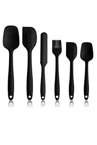 ARVALE طقم ملاعق سيليكون 6 قطع أسود مقاوم للحرارة ومضاد للالتصاق
